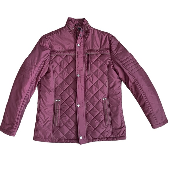 Dewberry Touch Of Modern Harris Diamond Quilted Jacket Burgundy Mens XL casual - Picture 3 of 6